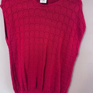 Red “Grandpacore” Sleeveless Sweater Vest, Vintage Sweater Bazaar Women’s Large